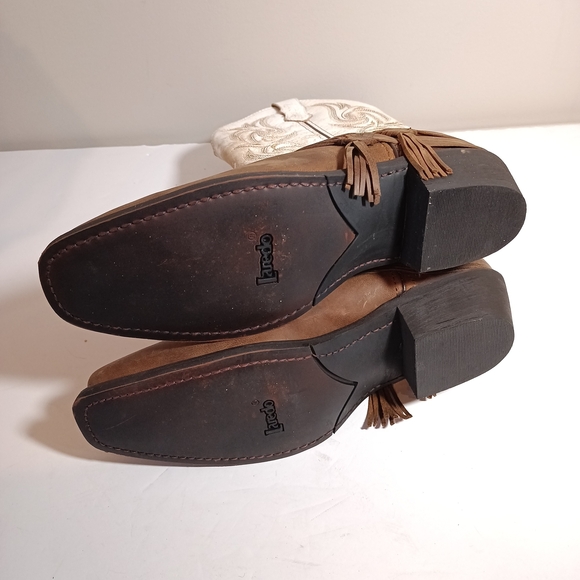 Laredo Myra Western Women's Leather Boots in Sand/ White Size 10 - Picture 5 of 9
